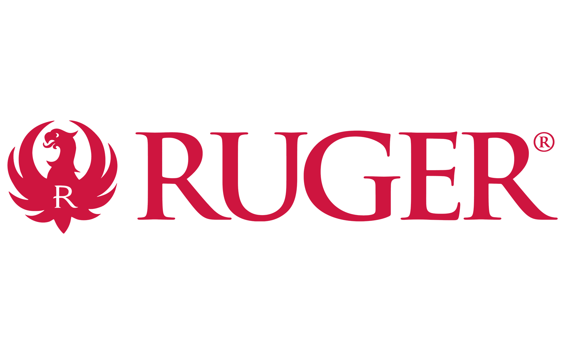 A red logo for a company called ruger on a white background.