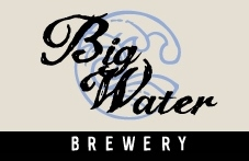 A logo for a brewery called big water brewery