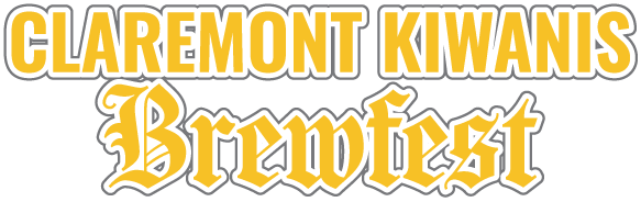 The logo for the Claremont kiwanis brewfest is yellow and white.