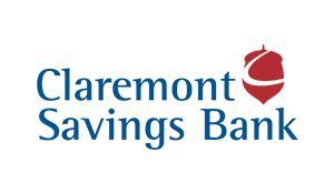 The logo for clarmont savings bank has a red acorn on it.