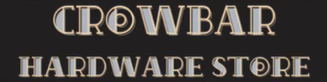 Crowbar hardware store logo on a black background
