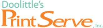 Logo for Doolittle's Print Serve, Inc., featuring text in orange and teal.