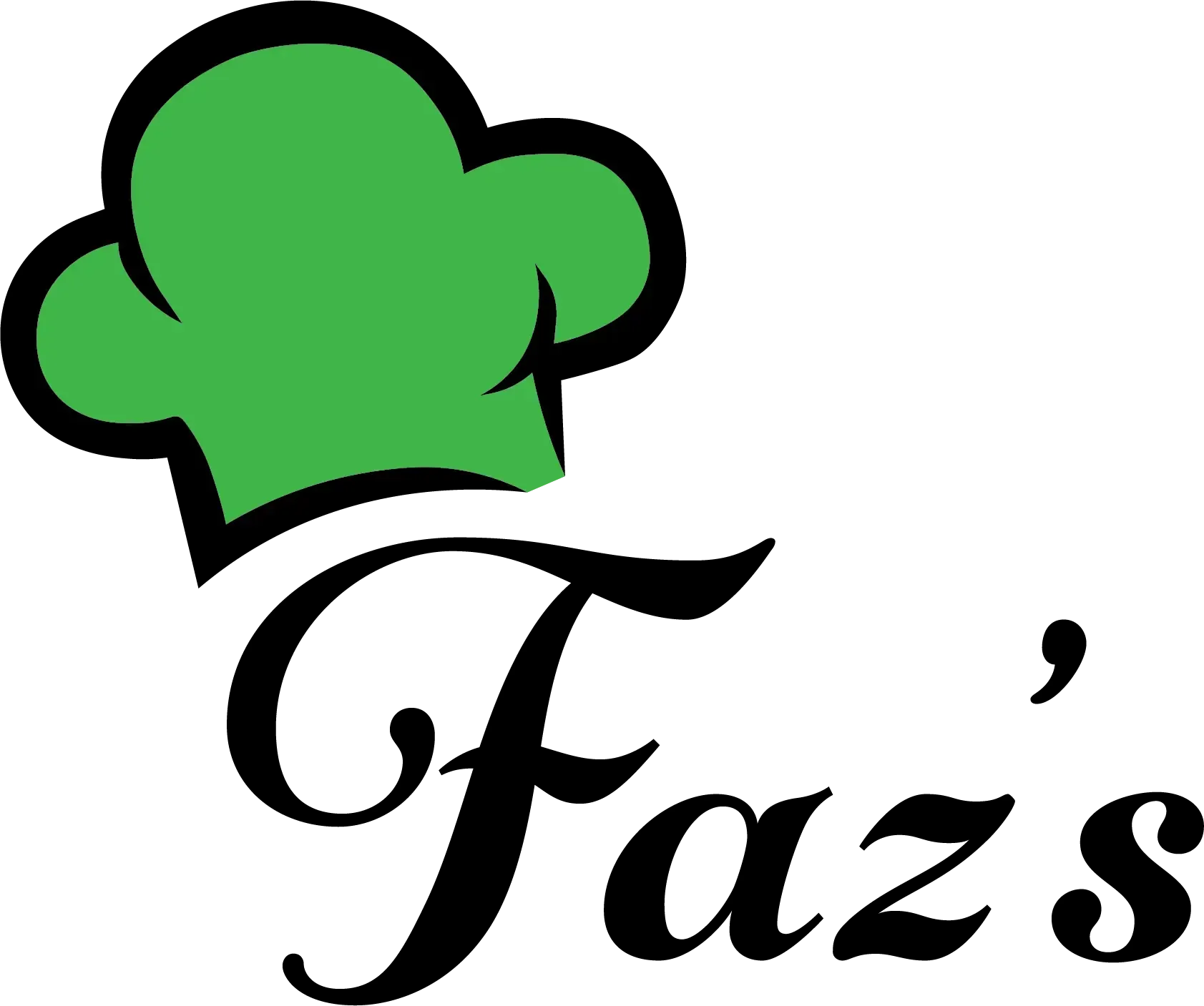 A green chef 's hat and the word faz 's on a white background.