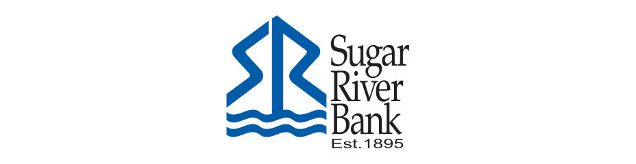 Logo of Sugar River Bank, featuring a blue icon and text.