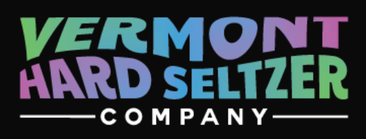 Logo for Vermont Hard Seltzer Company, text in colorful gradient, black background, with a white line below.