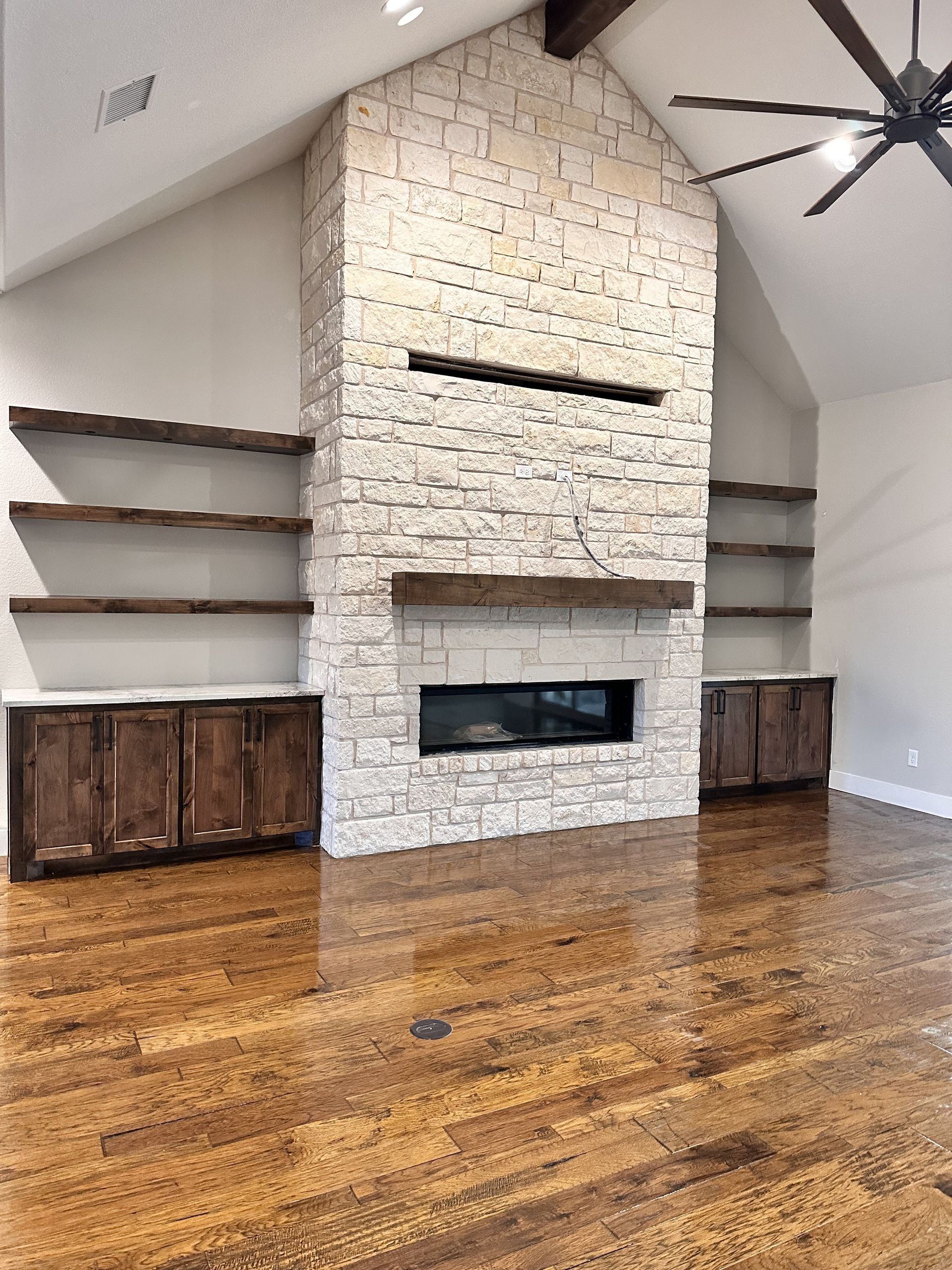 Beautiful  Custom Brick and Stone Firplace Roger Townsend Construction  Co. Quality Custom Homes North Texas  Pottsboro  Lake Texoma 