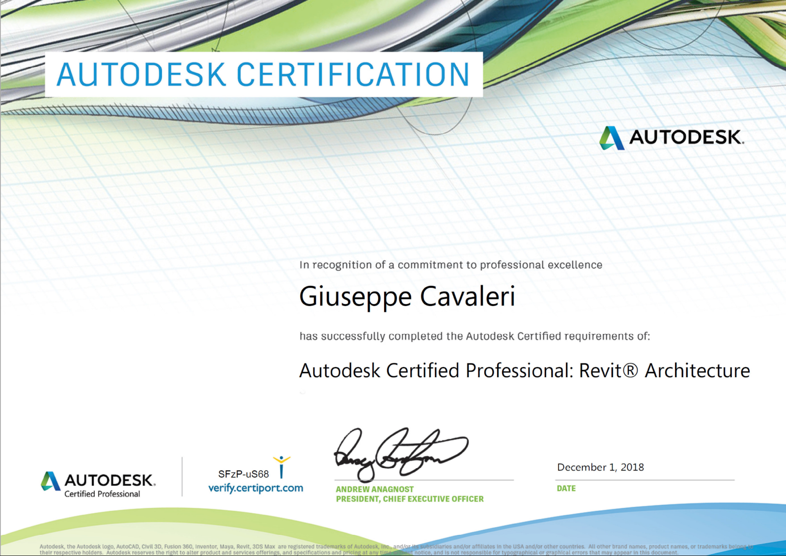 Certificato Autodesk