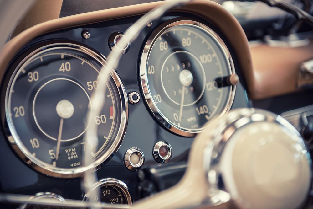 Closeup Of Classic Car Dashboard — Classic Car Hire in Dundowran Beach, QLD
