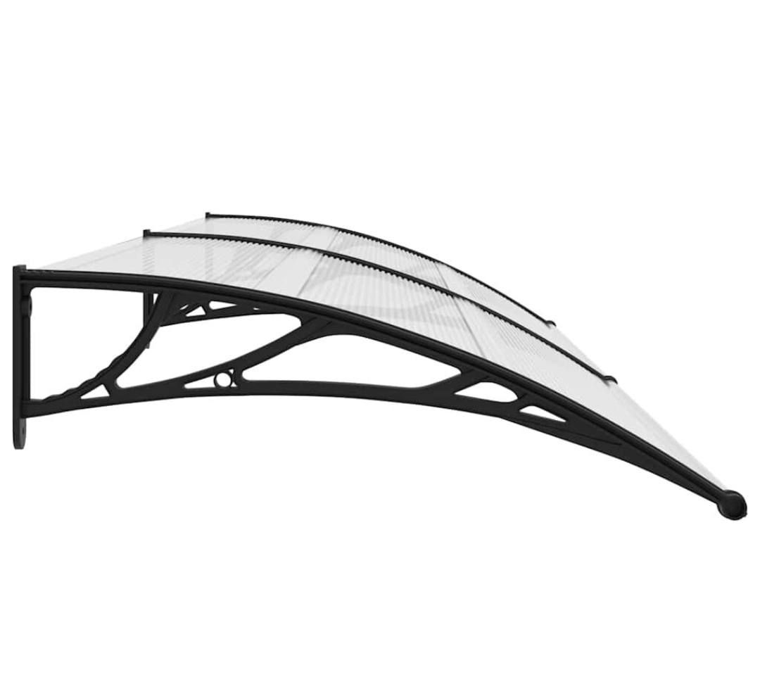 VidaXL deur luifel zwart transparant