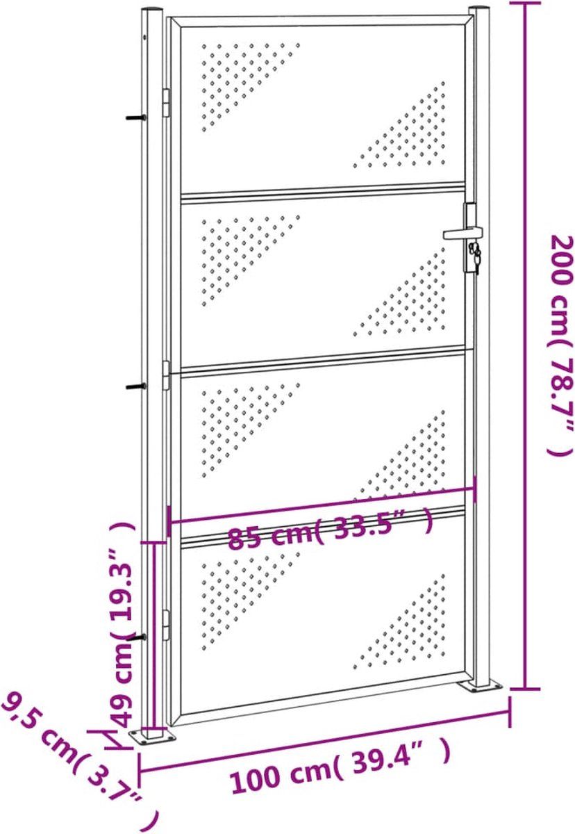 vidaXL - Tuinpoort - 100x200 - cm - roestvrij - staal