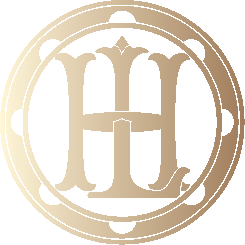 Gold monogram of the letters 