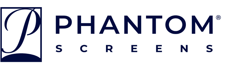 The logo for phantom screens is blue and white