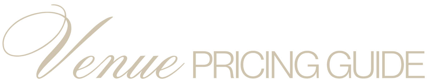 A logo for a venue pricing guide on a white background.