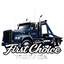 Dark blue tow truck with 