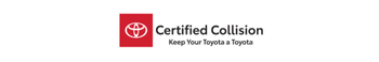 Toyota Certified Collision logo. Red square with Toyota logo, "Certified Collision," and "Keep Your Toyota a Toyota" text.