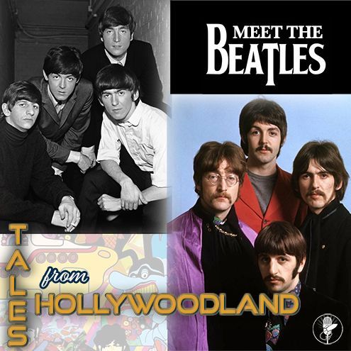 A poster for meet the beatles from hollywoodland