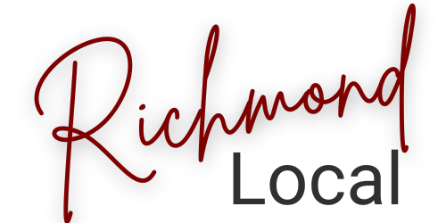 The logo for richmond local is red and black on a white background.