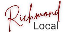 The logo for richmond local is red and black on a white background.