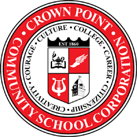 The logo for the crown point community school corporation