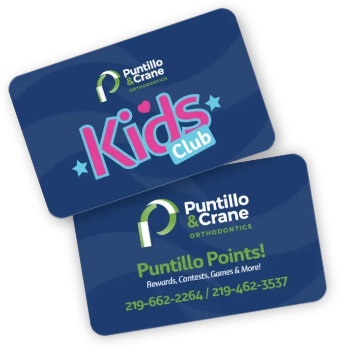 Two business cards for the puntillo & crane kids club