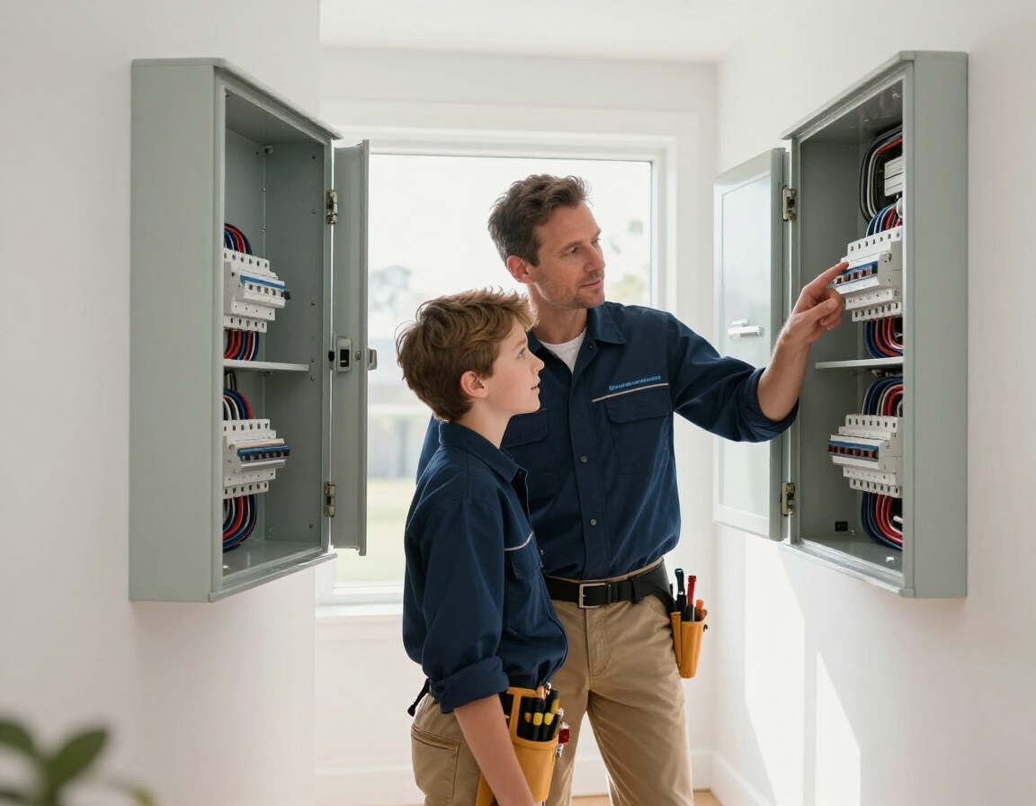 Counts Electric team inspecting a residential electrical panel