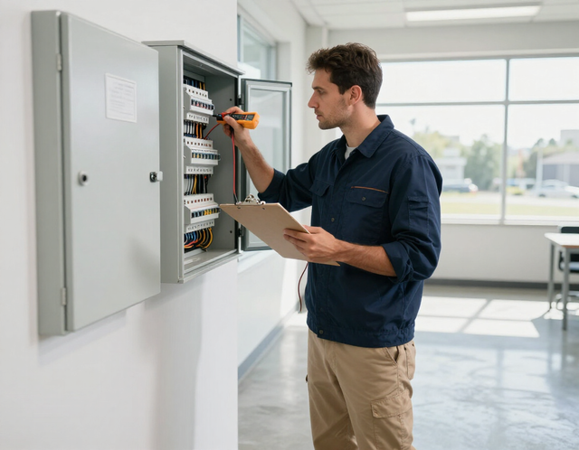 Electrician performing a safety inspection
