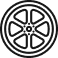 Wheel icon with six triangular spokes. | Morin Brothers Automotive