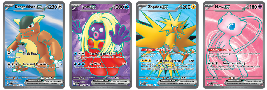 Pokémon Kangaskhan EX, Jynx EX, Zapdos EX, Mew EX from Pokémon 151