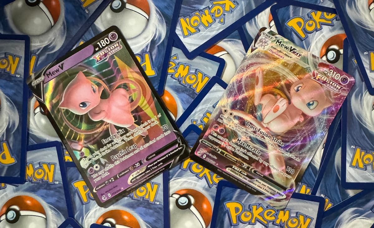 Mew V and Mew VMAX Pokémon cards