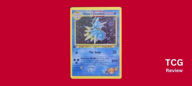 Fake Misty's Seadra Pokémon card with name spelled incorrectly