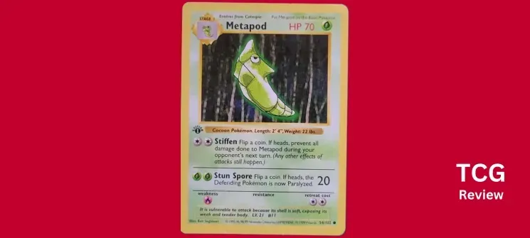 a 1st edition shadowless Metapod Pokémon card