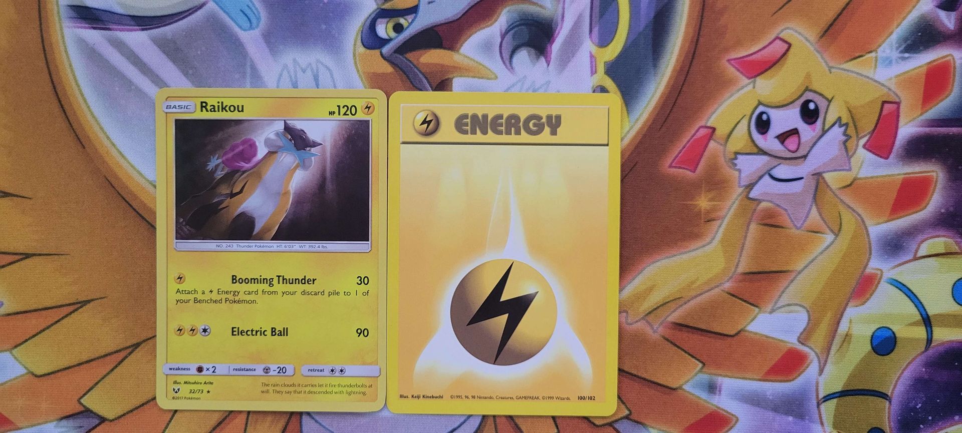 A Lightning-type Pokémon beside a Lightning Energy card.