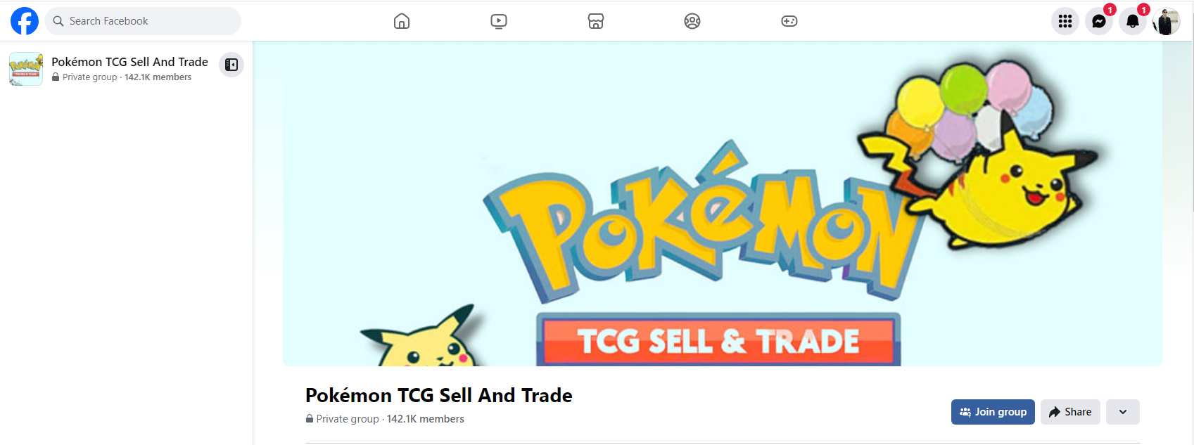 a facebook page for pokemon tcg sell and trade