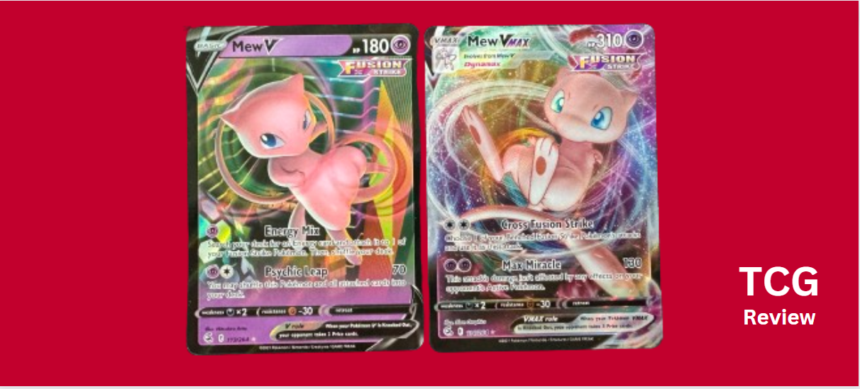 Pokémon cards Mew V, and Mew VMAX