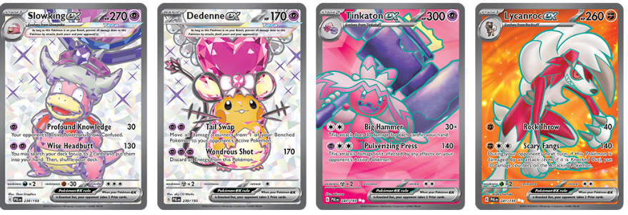 Pokémon Slowking EX, Dedenne EX, Tinkaton EX, Lycanroc EX from Paldea Evolved