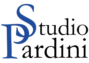 Logo dello Studio Pardini con testo stilizzato blu e nero.