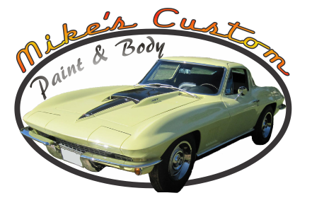 A logo for Mike 's custom paint and body