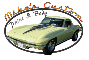 A logo for Mike 's custom paint and body