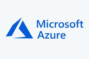 O logotipo do Microsoft Azure é azul e branco em um fundo branco.