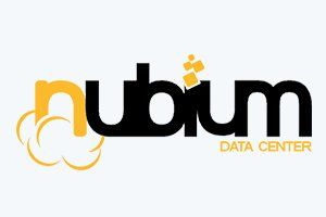 Um logotipo preto e amarelo para o data center nubium