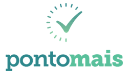 Um logotipo para pontomais com uma marca de seleção no meio