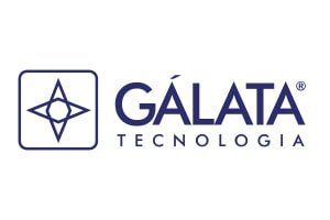 Um logotipo para galata tecnologia com uma estrela em um quadrado.