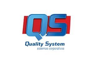 Um logotipo azul e vermelho para sistema de qualidade