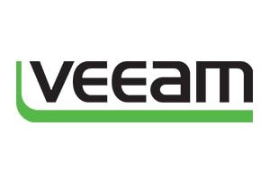 O logotipo da Veeam é preto e verde sobre fundo branco.