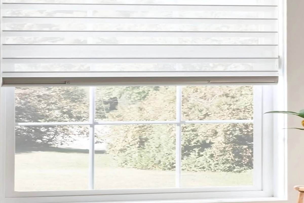 Large window shades in a room near Manchester, New Hampshire