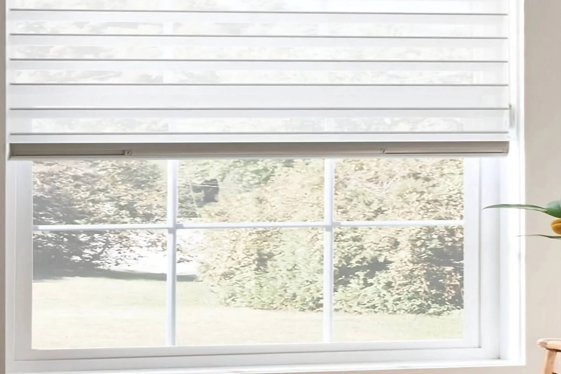 Large window shades in a room near Manchester, New Hampshire