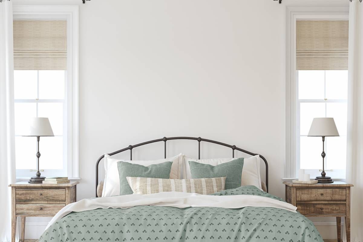 Rustic bedroom featuring new bedroom window shades near Manchester, NH