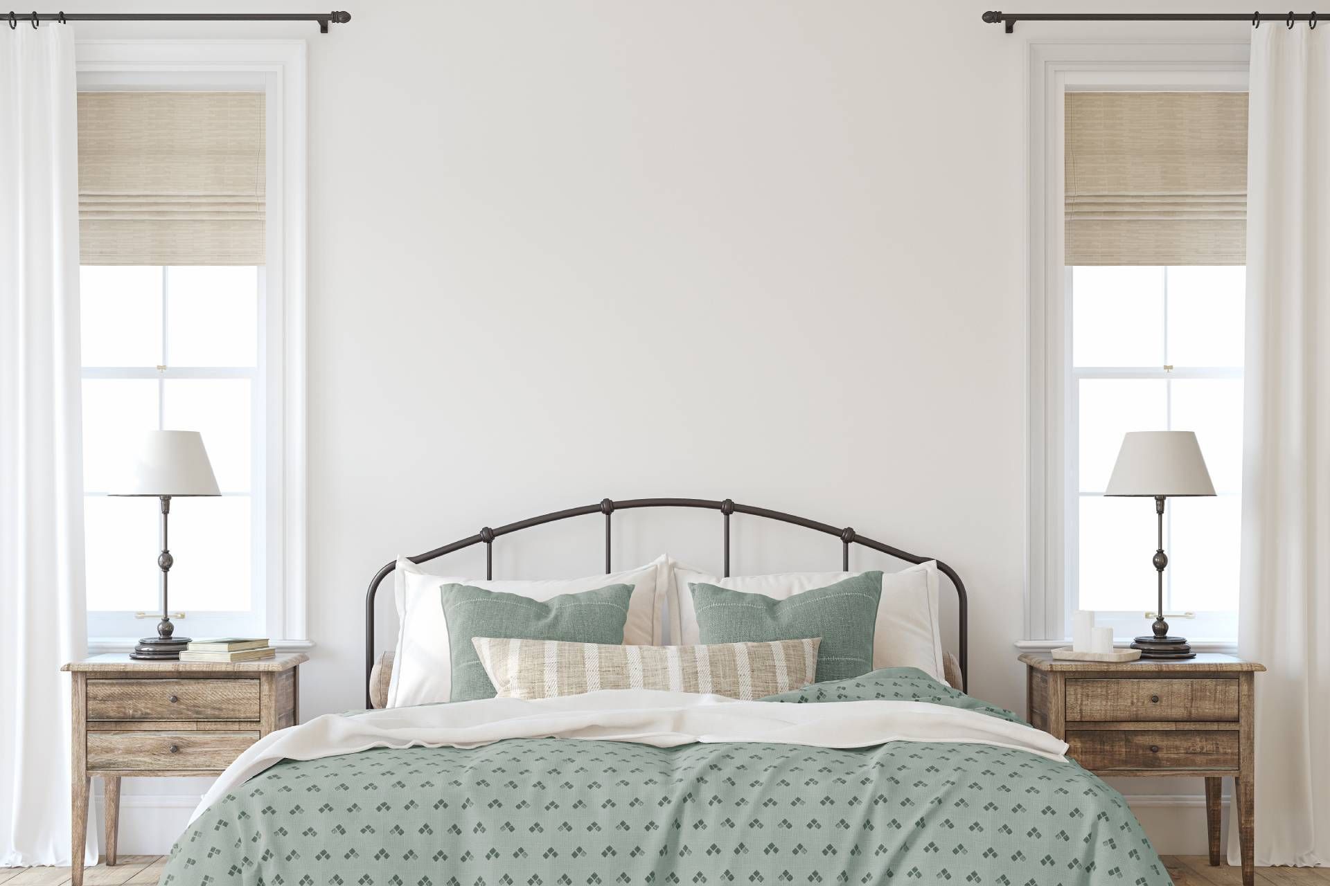 Rustic bedroom featuring new bedroom window shades near Manchester, NH