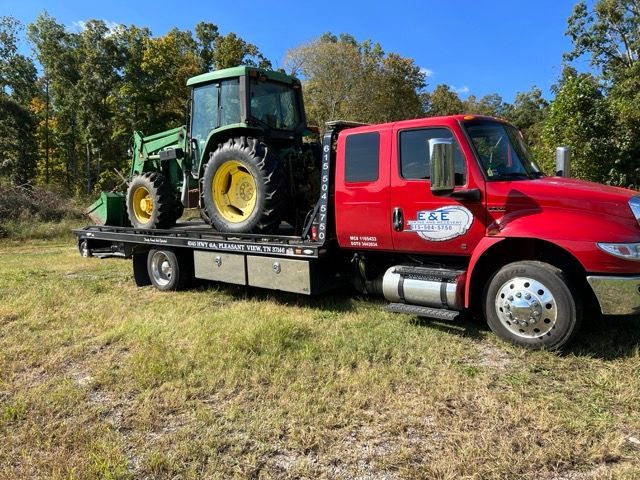 Farm tractor towing by E & E Towing Service in Goodlettsville, TN