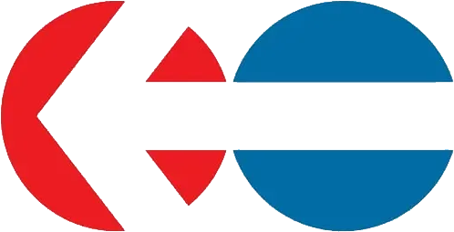 A red and blue circle with triangles on it